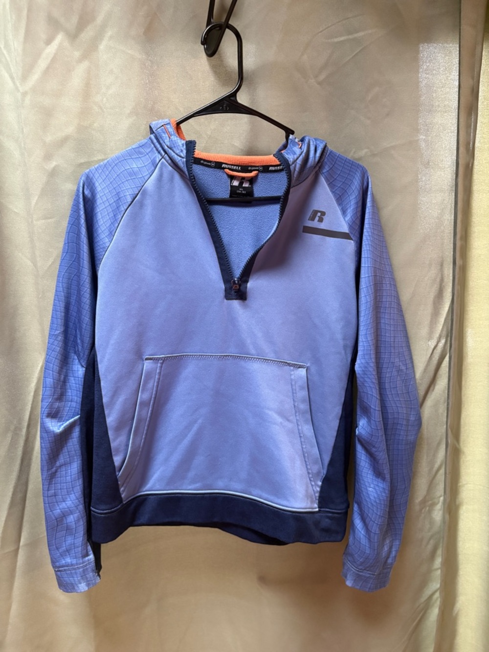 Russell Youth XL Blue Quarter Zip Hoodie Dri Power Athletic